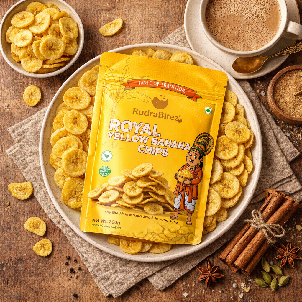 Lifestyle banana chips serving scene